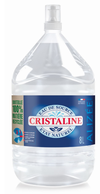 [TP-SSGT-13OR] 90 Fontaines Cristaline 8L 100% déjà recyclée...et toujours 100% recyclable !
